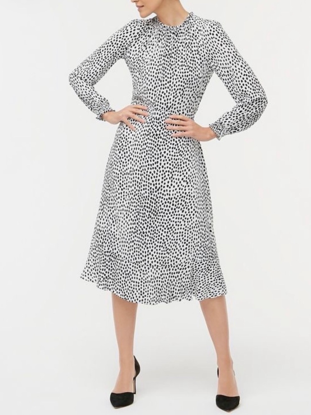 🆕 J CREW Ruffle-neck leopard peasant dress NWT